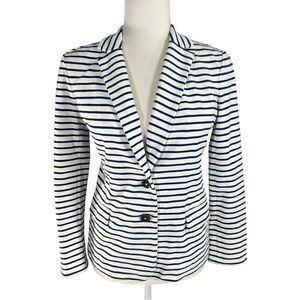J.Crew Jacket in White & Blue Nautical Striped Stretch Blazer Size Small